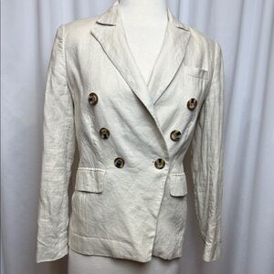 Magaschoni Beige Linen Blazer Jacket, Small